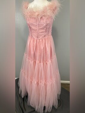 Pink Tulle Corset Tiered Prom Dress